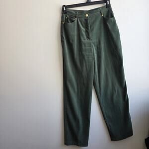 Vtg St John Sport Marie Gray Womens Green Pants 6 Equestrian Velour Western